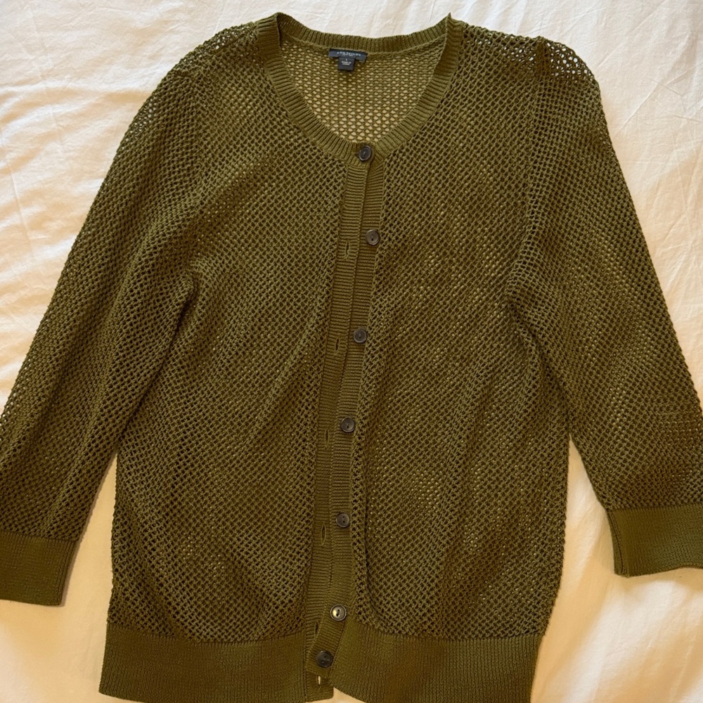 Ann Taylor Factory green Open-Knit Cardigan